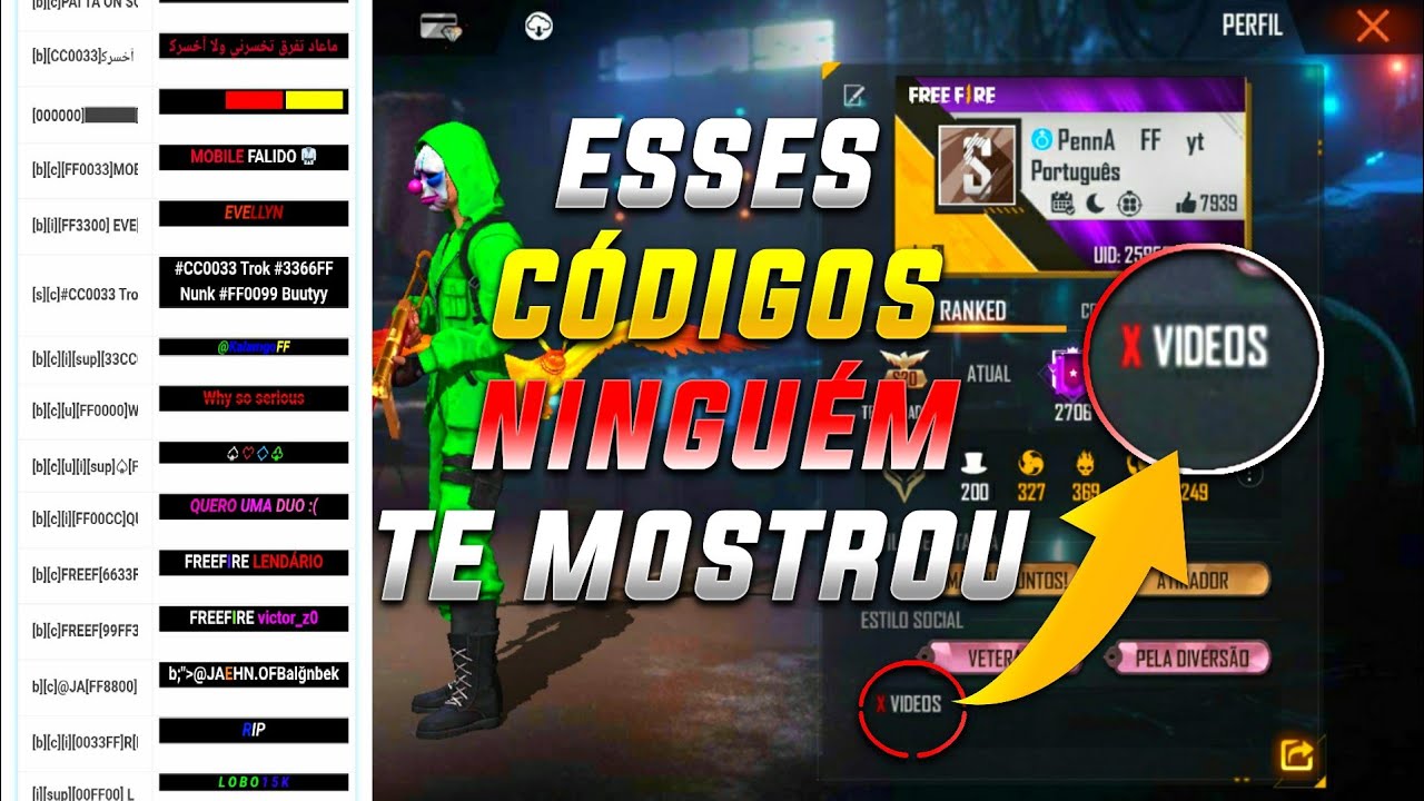 Códigos para bio (perfil) no Free Fire - Mobile Gamer Brasil