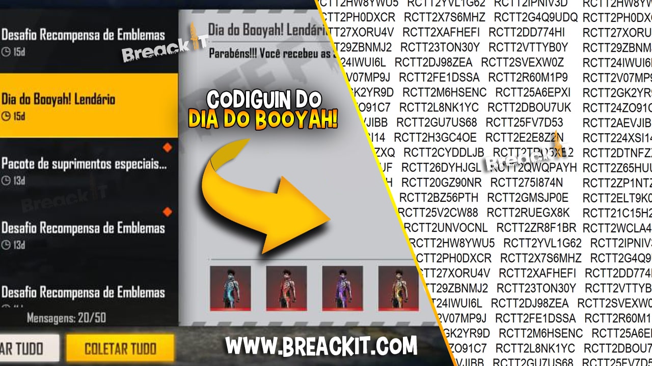 Código FF: Free Fire Lança Codiguin do Dia do Booyah! - Breack iT